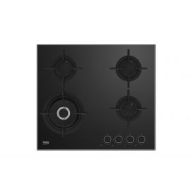 BEKO HCLW64222S 54cm GAS HOB, High Efficiency 3Gas + 1Wok, Black Glass