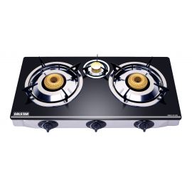 SOLSTAR GBG-3CSS 3  Gas Burners Table Glass Top Cooker