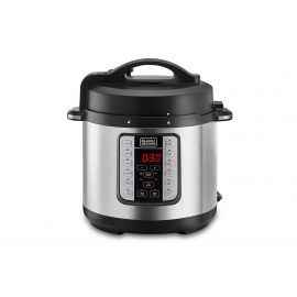 BLACK+DECKER PCP1000-B5 1000W Smart Steam Pot, 6L Electric Pressure Cooker,  Programmable, Black/Silver